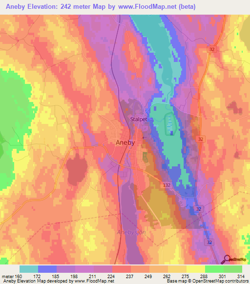 Aneby,Sweden Elevation Map