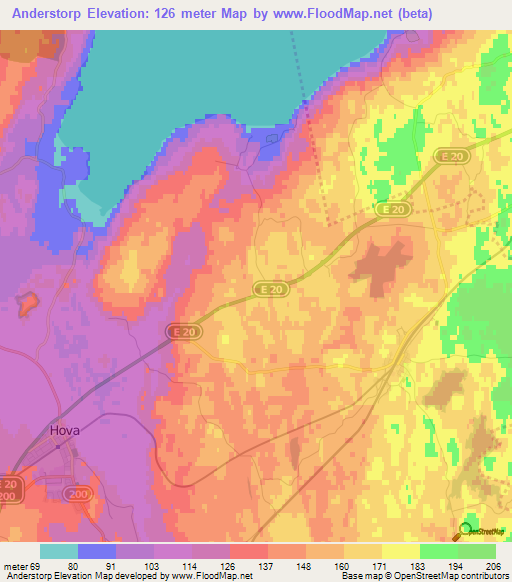 Anderstorp,Sweden Elevation Map