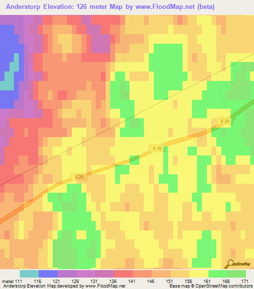 Anderstorp,Sweden Elevation Map