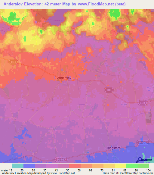 Anderslov,Sweden Elevation Map