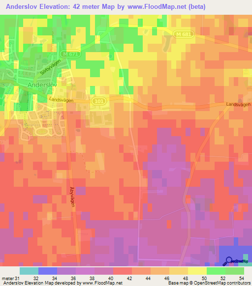 Anderslov,Sweden Elevation Map