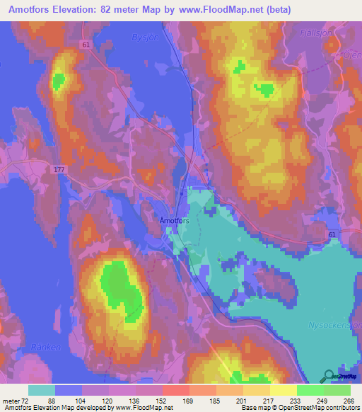 Amotfors,Sweden Elevation Map