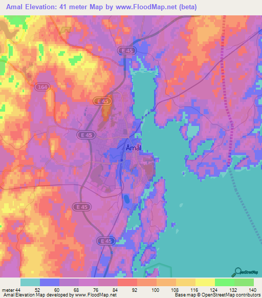 Amal,Sweden Elevation Map