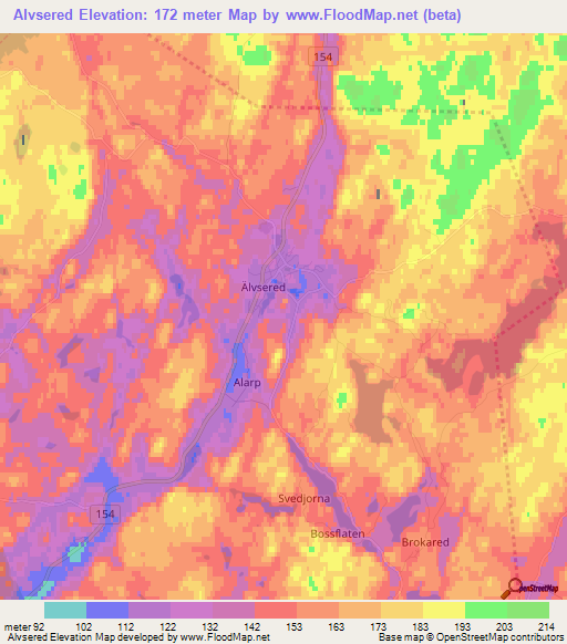 Alvsered,Sweden Elevation Map