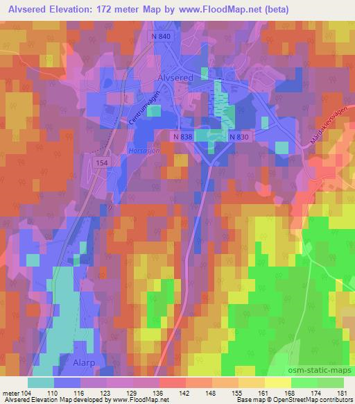 Alvsered,Sweden Elevation Map