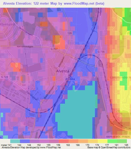 Alvesta,Sweden Elevation Map