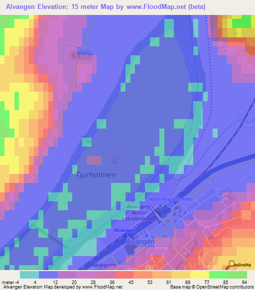 Alvangen,Sweden Elevation Map