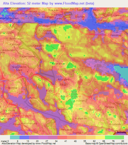 Alta,Sweden Elevation Map