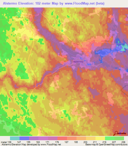 Alstermo,Sweden Elevation Map