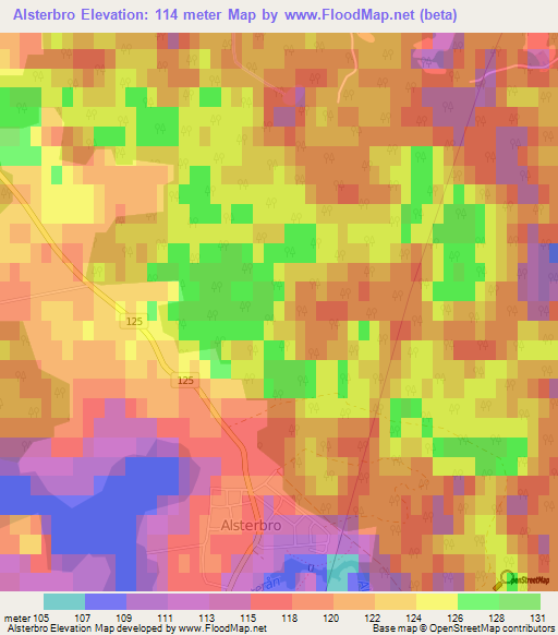 Alsterbro,Sweden Elevation Map