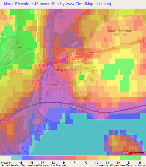 Alster,Sweden Elevation Map