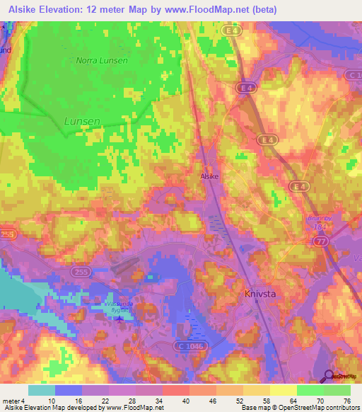 Alsike,Sweden Elevation Map