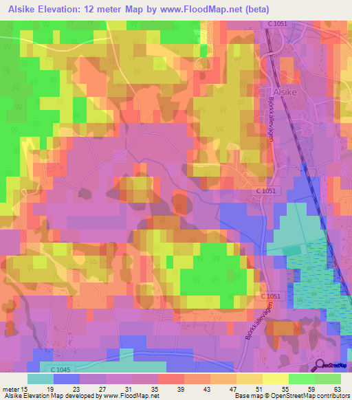 Alsike,Sweden Elevation Map