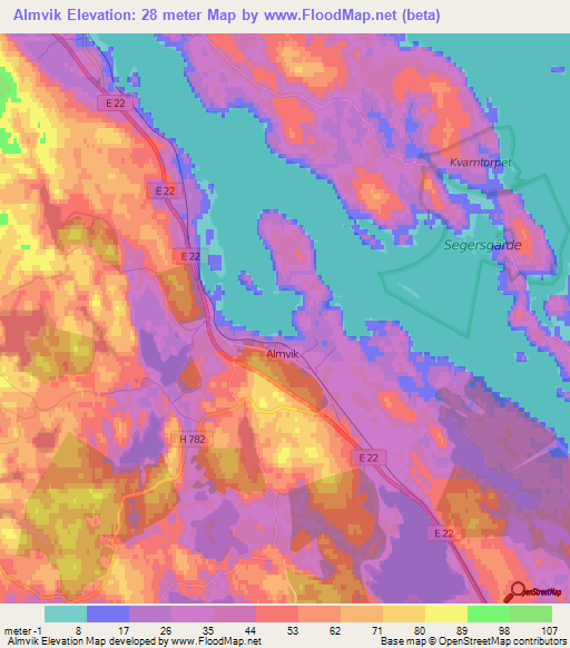 Almvik,Sweden Elevation Map