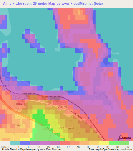 Almvik,Sweden Elevation Map