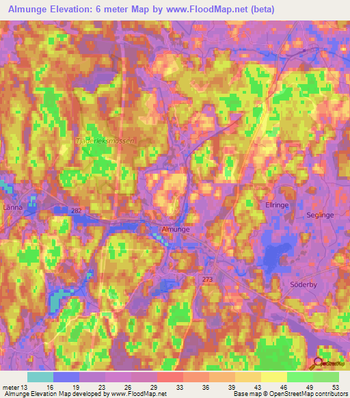 Almunge,Sweden Elevation Map