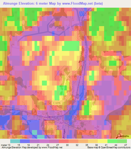 Almunge,Sweden Elevation Map