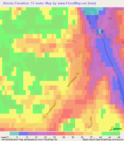 Almsta,Sweden Elevation Map