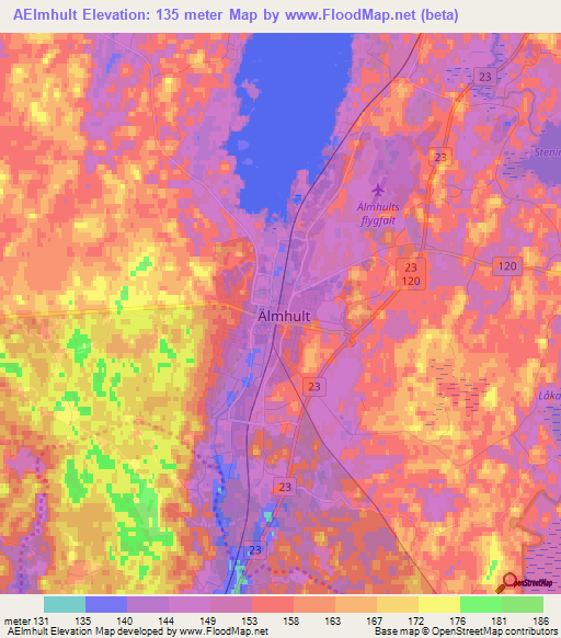 Elevation of AElmhult,Sweden Elevation Map, Topography, Contour