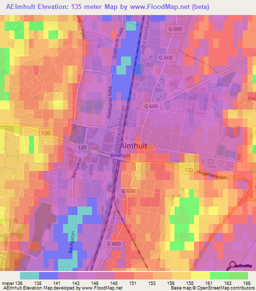 AElmhult,Sweden Elevation Map