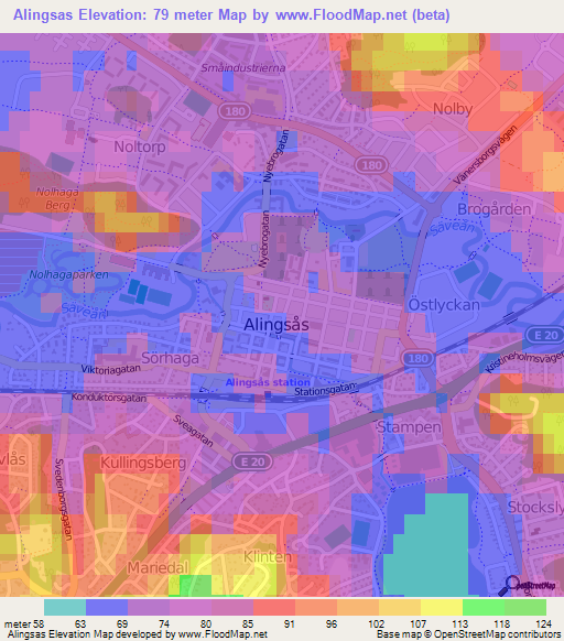 Alingsas,Sweden Elevation Map