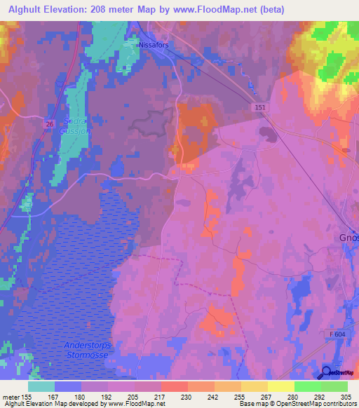 Alghult,Sweden Elevation Map