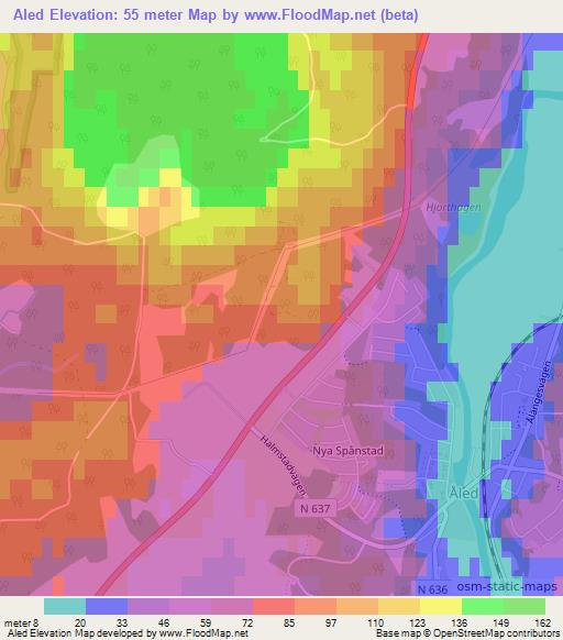 Aled,Sweden Elevation Map