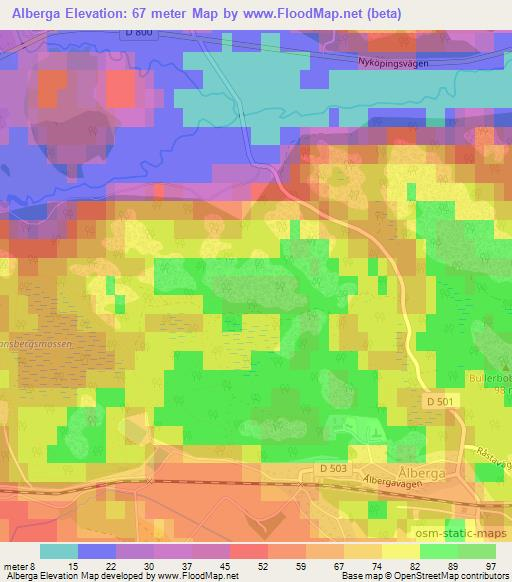 Alberga,Sweden Elevation Map