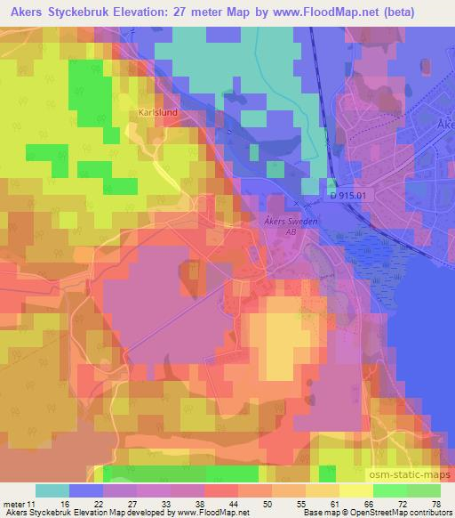 Akers Styckebruk,Sweden Elevation Map