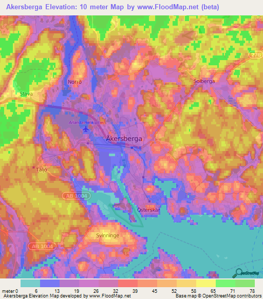 Akersberga,Sweden Elevation Map