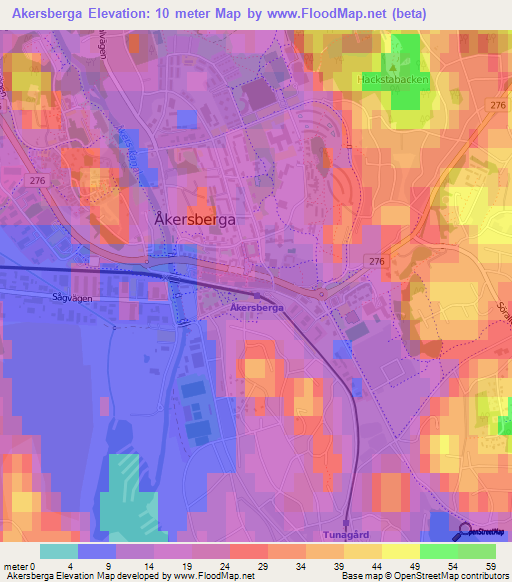 Akersberga,Sweden Elevation Map