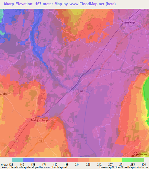 Akarp,Sweden Elevation Map