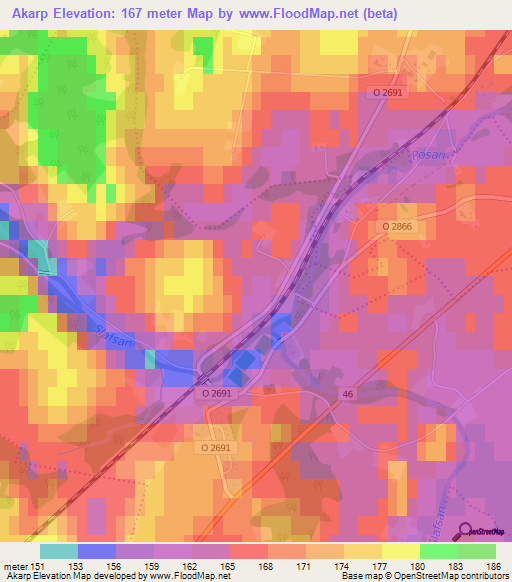 Akarp,Sweden Elevation Map