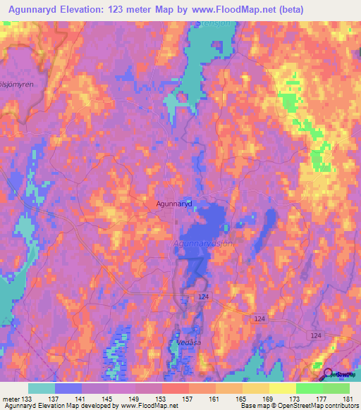 Agunnaryd,Sweden Elevation Map