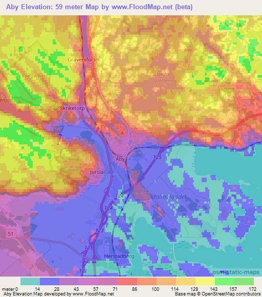 Aby,Sweden Elevation Map