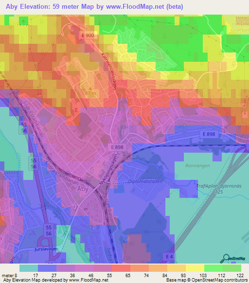 Aby,Sweden Elevation Map