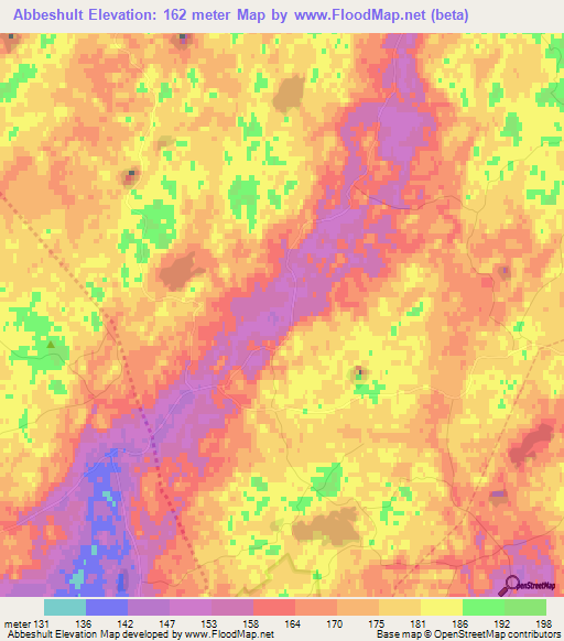 Abbeshult,Sweden Elevation Map