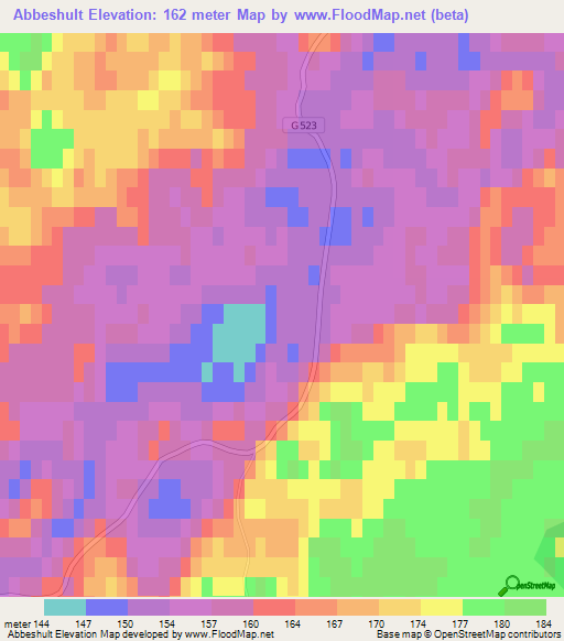 Abbeshult,Sweden Elevation Map