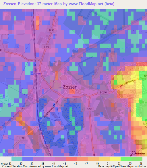 Zossen,Germany Elevation Map