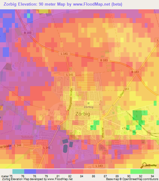 Zorbig,Germany Elevation Map