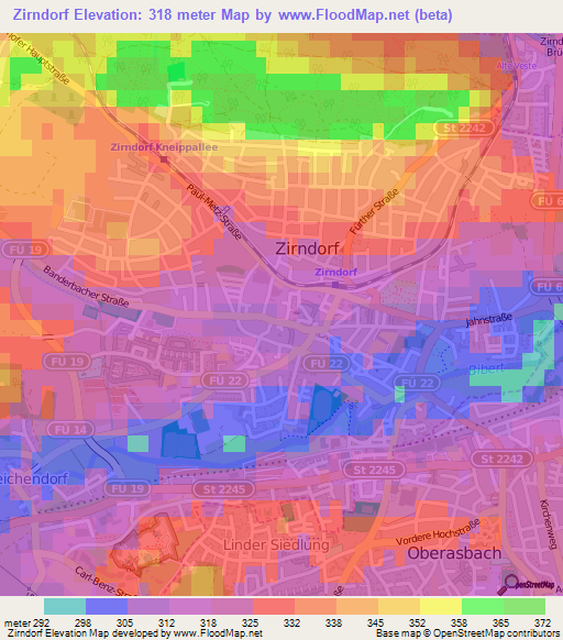 Zirndorf,Germany Elevation Map