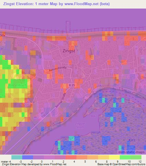 Zingst,Germany Elevation Map