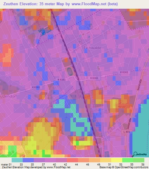 Zeuthen,Germany Elevation Map