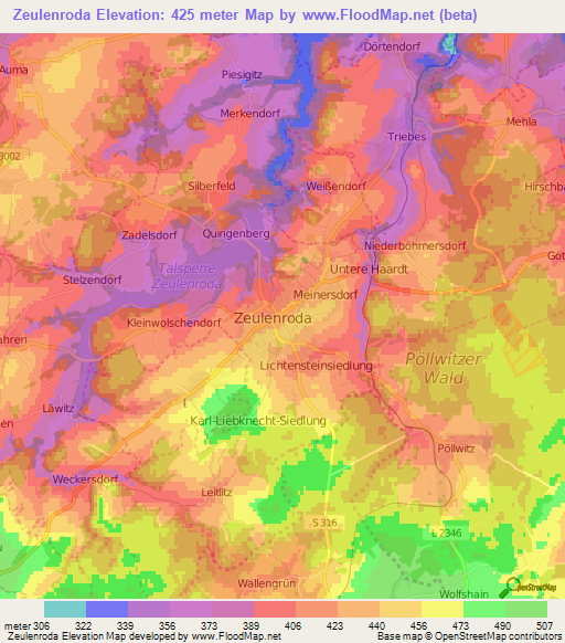 Zeulenroda,Germany Elevation Map