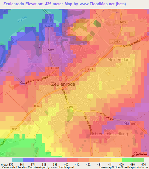 Zeulenroda,Germany Elevation Map