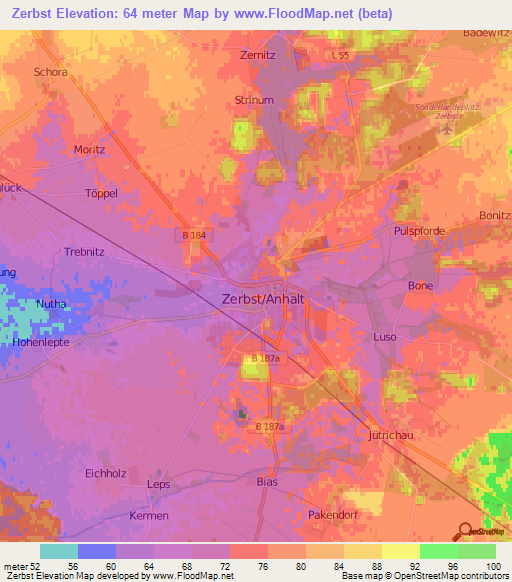 Zerbst,Germany Elevation Map