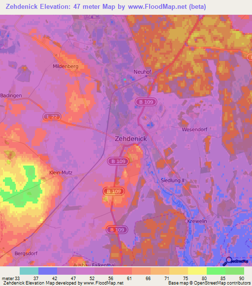 Zehdenick,Germany Elevation Map