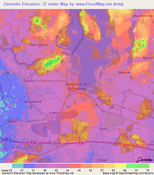 Zarrentin,Germany Elevation Map