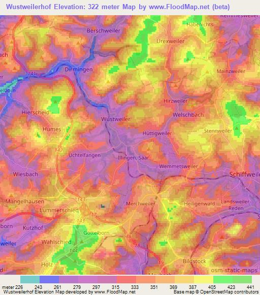 Wustweilerhof,Germany Elevation Map