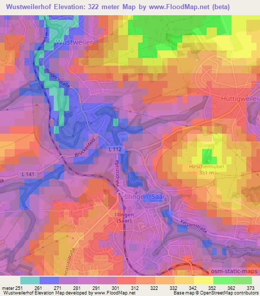 Wustweilerhof,Germany Elevation Map